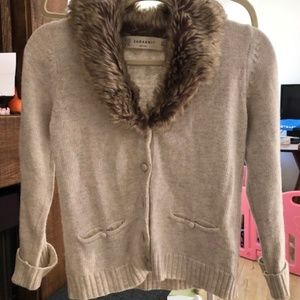 Zara knit cardigan with fur collar